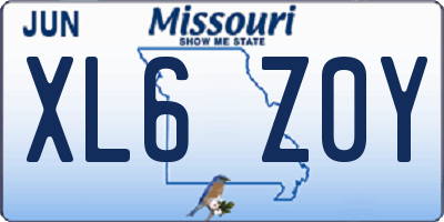 MO license plate XL6Z0Y