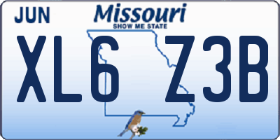 MO license plate XL6Z3B