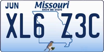 MO license plate XL6Z3C