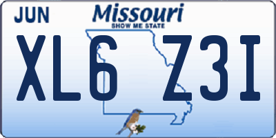 MO license plate XL6Z3I