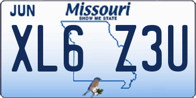 MO license plate XL6Z3U