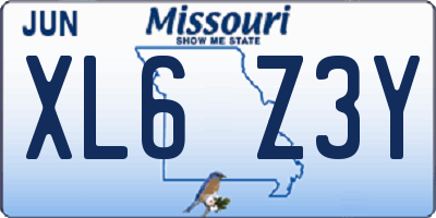 MO license plate XL6Z3Y