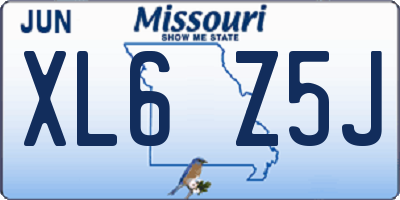 MO license plate XL6Z5J
