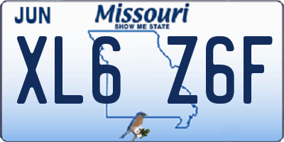 MO license plate XL6Z6F