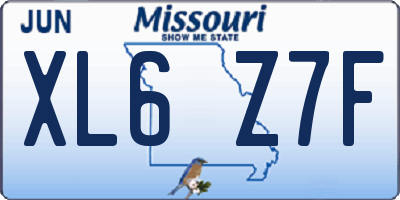 MO license plate XL6Z7F