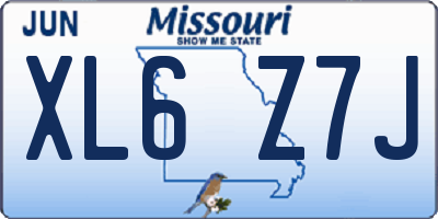 MO license plate XL6Z7J