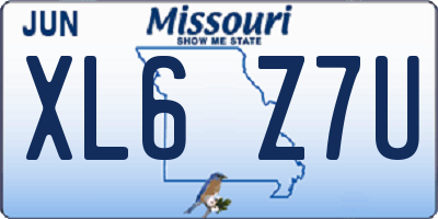 MO license plate XL6Z7U
