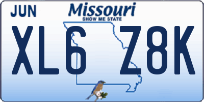 MO license plate XL6Z8K