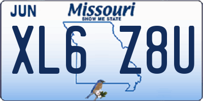 MO license plate XL6Z8U