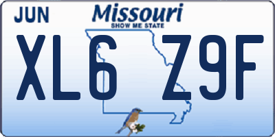 MO license plate XL6Z9F
