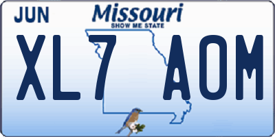 MO license plate XL7A0M