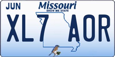 MO license plate XL7A0R