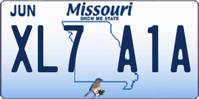 MO license plate XL7A1A