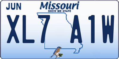 MO license plate XL7A1W