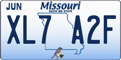 MO license plate XL7A2F