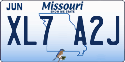 MO license plate XL7A2J