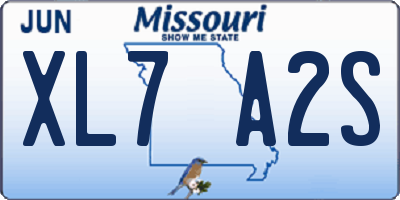MO license plate XL7A2S
