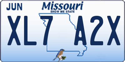 MO license plate XL7A2X