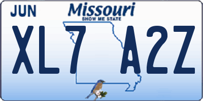 MO license plate XL7A2Z