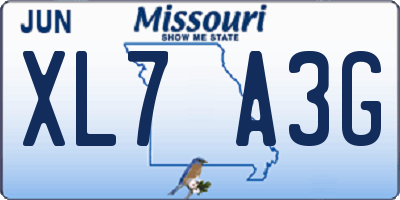 MO license plate XL7A3G