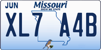 MO license plate XL7A4B