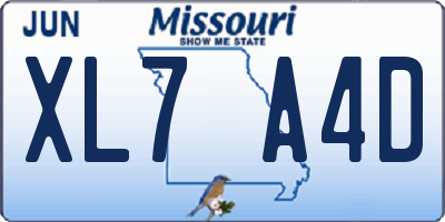 MO license plate XL7A4D