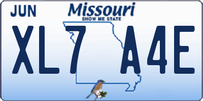 MO license plate XL7A4E
