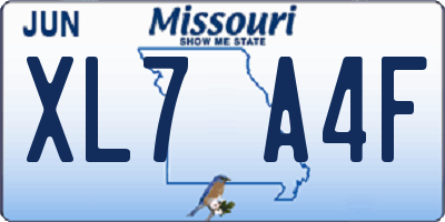 MO license plate XL7A4F