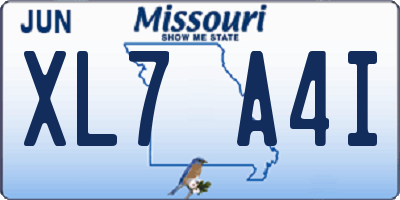 MO license plate XL7A4I