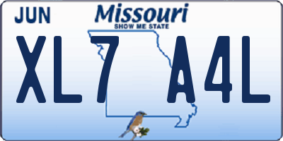 MO license plate XL7A4L