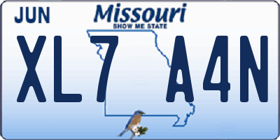 MO license plate XL7A4N
