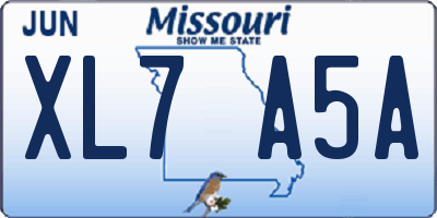 MO license plate XL7A5A