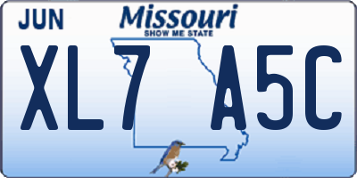 MO license plate XL7A5C