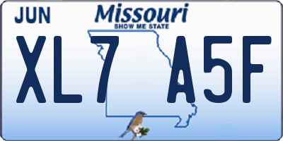 MO license plate XL7A5F