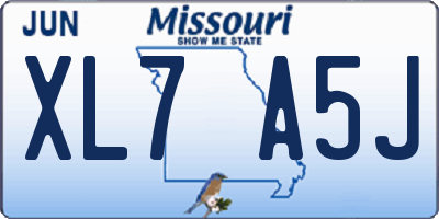 MO license plate XL7A5J