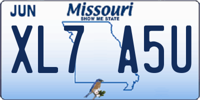 MO license plate XL7A5U
