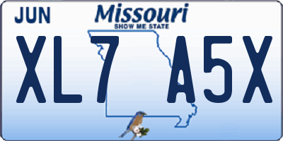 MO license plate XL7A5X