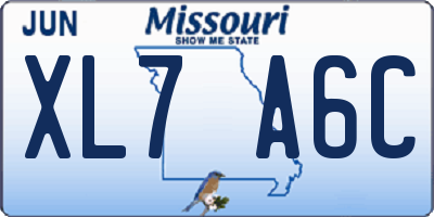 MO license plate XL7A6C