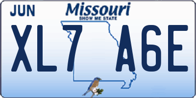 MO license plate XL7A6E