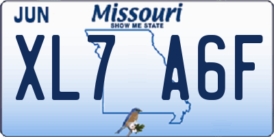 MO license plate XL7A6F