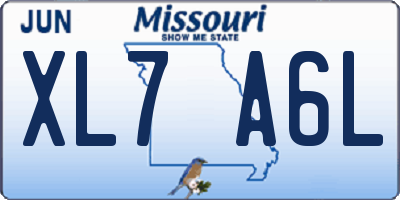 MO license plate XL7A6L