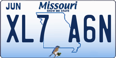 MO license plate XL7A6N