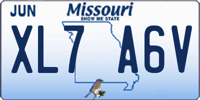 MO license plate XL7A6V