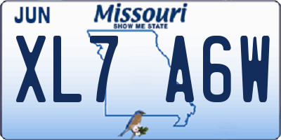 MO license plate XL7A6W