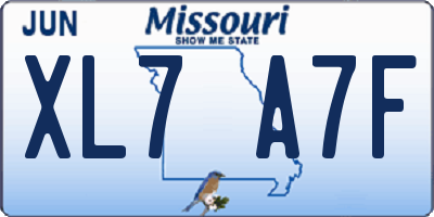 MO license plate XL7A7F