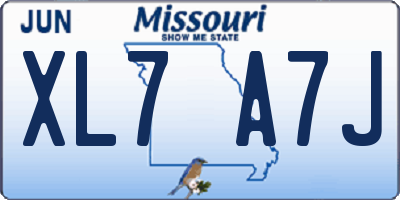 MO license plate XL7A7J