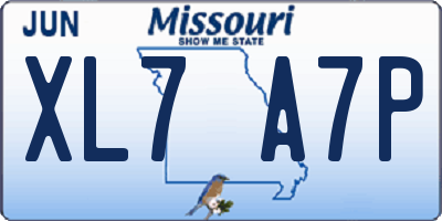 MO license plate XL7A7P