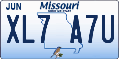 MO license plate XL7A7U