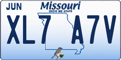MO license plate XL7A7V