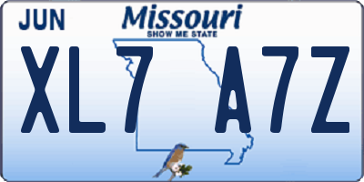 MO license plate XL7A7Z